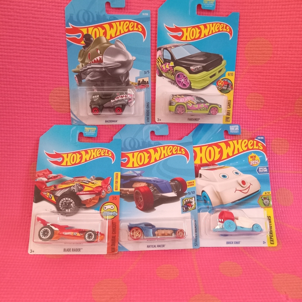 T. H. Hot Wheels Cars Lot Of 5 Various Models .Telephone Car IS Not A T. H.